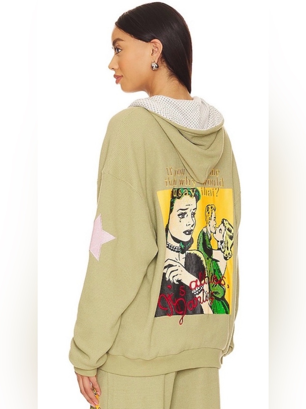 Boys Lie Don't Say It Darling Zip-up Hoodie Olive
